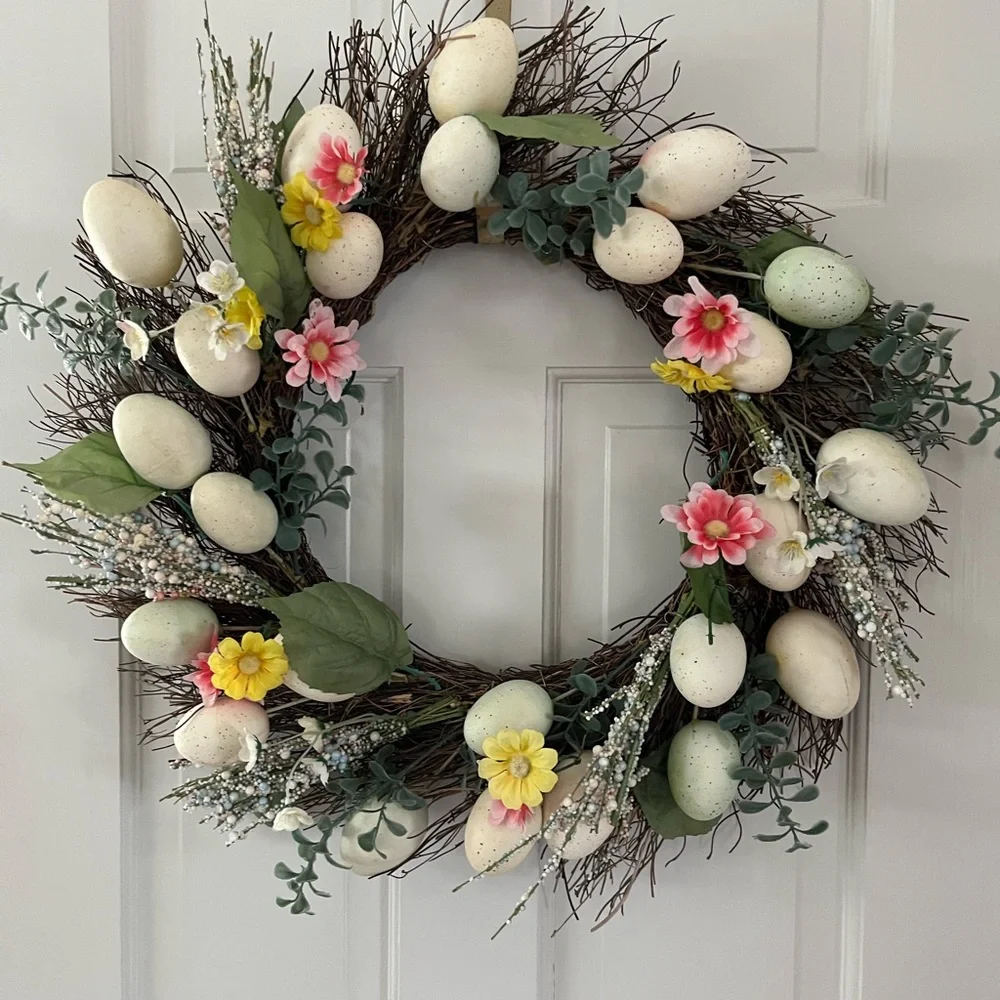 Spring Floral Egg Wreath - Multicolor